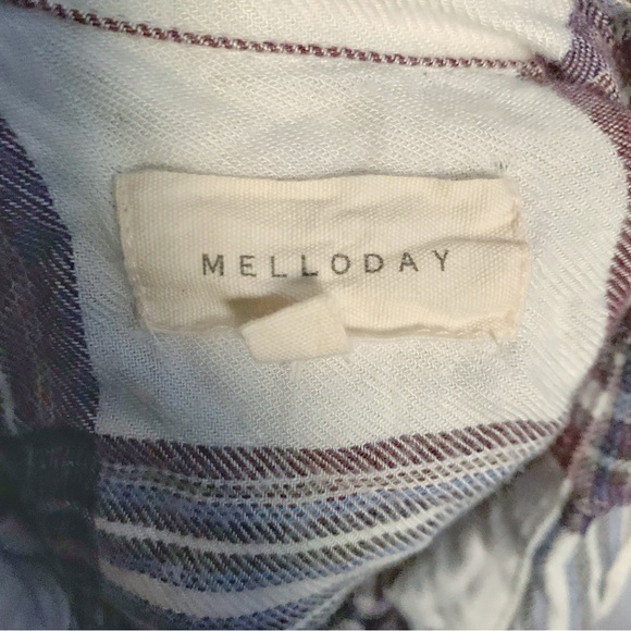 Melloday Ladies' Flannel Button-Up Shirt Purple Plaid Size MP - Picture 5 of 5